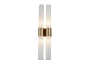 TUBE 2000/A4 - Light antique brass wall light and alabaster - Wall lamp by Possoni Illuminazione