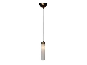 TUBE 2000/S1 - Light antique brass finish pendant lamp with alabaster - Ceiling lamp by Possoni Illuminazione
