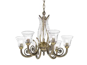 WILLIAM 918/6 - Antique Brass finish chandelier with clear crystal - Ceiling lamp by Possoni Illuminazione