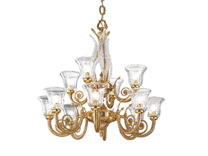 WILLIAM 918/8+4 - French Gold chandelier with clear crystal - Ceiling lamp by Possoni Illuminazione