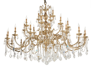 WINDSOR 888/28D2-SH/P - French Gold chandelier with Schoeler crystals - Ceiling lamp by Possoni Illuminazione