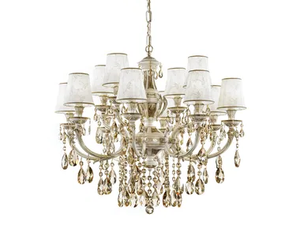 WINDSOR 888/8+4-PZ-GG - Antique white/gold chandelier with Schoeler crystals - Ceiling lamp by Possoni Illuminazione