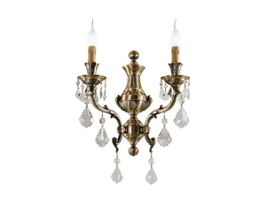 WINDSOR 888/A2-SH/P - Antique brass wall light with Schoeler crystals - Wall lamp by Possoni Illuminazione