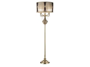 WINDSOR 888/P3-SH/P - French gold floor lamp with Schoeler crystals and shade - Floor lamp by Possoni Illuminazione