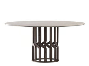 INTRECCIO 950/TC-FIX - Round ash table with marble top - Table by Potocco