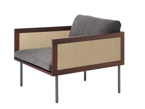 LOOM 880/PR-OUT - Mahogany and fabric garden armchair with armrests - Armchair by Potocco