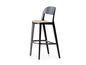 MINIMA 949/AC - High Vienna straw and ash stool with back - Stool by Potocco