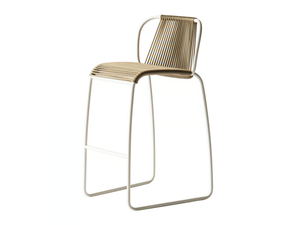 TIBES 945/A - Sled base high nautical rope garden stool - Stool by Potocco