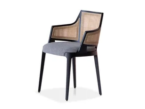 VELIS CANE 942/PBCC - Natural cane and fabric chair with armrests and integrated cushion - Chair by Potocco
