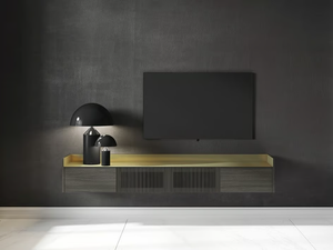 STOCKHOLM - Wall-mounted wooden TV cabinet with doors - Cabinet by Punt