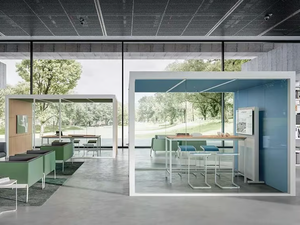 X-CHANGE - Acoustic aluminium and wood office booth - Booth by Quadrifoglio Group