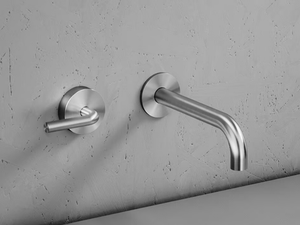 LEVO 14 10.00 - Wall-mounted hydroprogressive stainless steel washbasin mixer - Tap by Quadrodesign