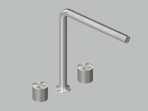 STEREO 16 08V - Stainless steel washbasin tap with individual rosettes - Tap by Quadrodesign