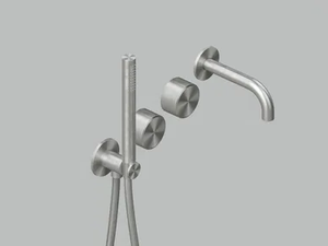 STEREO 16 69 - Wall-mounted stainless steel bathtub set with hand shower - Tap by Quadrodesign