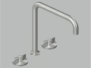 VALVOLA01 19 32V - 3 hole stainless steel washbasin tap with adjustable spout - Tap by Quadrodesign