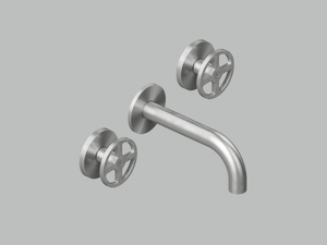 VALVOLA02 20 10V - 3 hole wall-mounted stainless steel washbasin tap - Tap by Quadrodesign