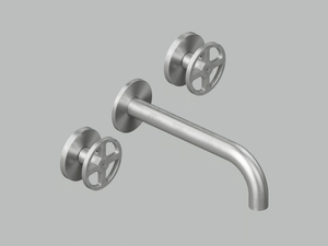 VALVOLA02 20 11V - 3 hole wall-mounted stainless steel washbasin tap - Tap by Quadrodesign