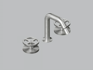 VALVOLA02 20 37V - 3 hole countertop stainless steel bidet tap with swivel spout - Tap by Quadrodesign