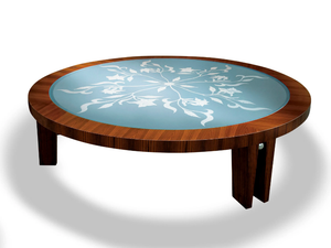 FLORAL - Round wood and glass coffee table - Coffee table by Radice