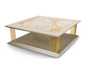 FOLLOT BIG - Square wooden coffee table with Calacatta marble top - Coffee table by Radice