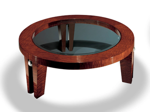 FOUGERE - Round wood and glass coffee table - Coffee table by Radice