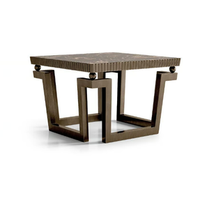 KUBO - Square brass coffee table with marble top - Coffee table by Radice