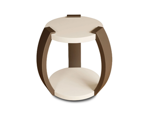 MAKI - Round wooden and leather coffee table - Coffee table by Radice