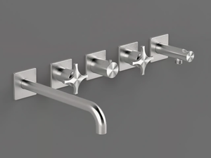 DXN52 - 5 hole wall-mounted Recessed steel bathtub mixer - Tap by Radomonte