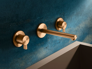 TQN28 - 3 hole wall-mounted stainless steel washbasin mixer without waste - Tap by Radomonte