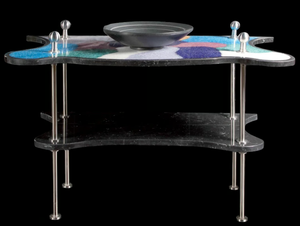 FLOWERS - Single natural stone console sink - Washbasin cabinet by RAMA 1956