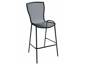 SYRENE 75 - Stackable galvanized steel garden stool with back - Stool by RD Italia
