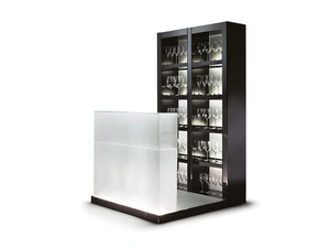 AVANTGARDE - Wood and glass bar cabinet with integrated lighting - Cabinet by Reflex