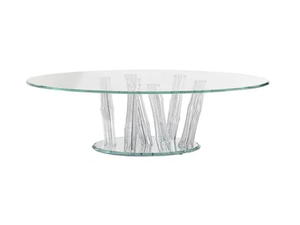 BAMBOO - Round glass coffee table for living room - Coffee table by Reflex