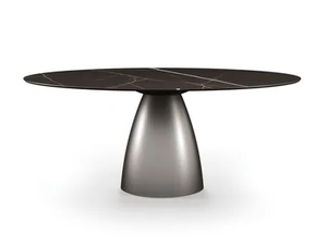 BOTERO 72 - Round table with metal base e top in Marmoflex - Table by Reflex
