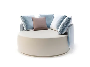 HUG - Upholstered round leather pouf - Pouf by Reflex