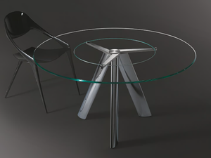 LEM 72 - Round glass table with Lazy Susan - Table by Reflex