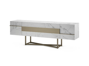 MUSA - Sideboard with glass doors with marble effect - Cabinet by Reflex
