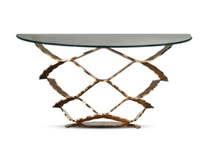 NEOLITICO - Demilune glass and iron console table - Console by Reflex
