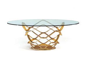 NEOLITICO - Round glass and iron dining table - Table by Reflex