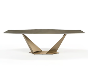 QUARTZ 72 - Octagonal glass table with metal base - Table by Reflex