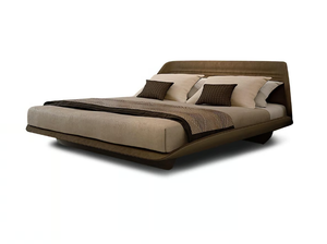 SEGNO - Leather double bed - Bed frame by Reflex