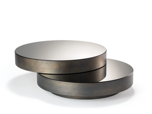 SLIDE 40 - Round wood and glass coffee table - Coffee table by Reflex