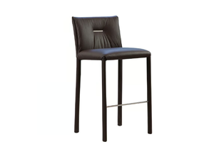 SOFT - High leather stool with back - Stool by Reflex