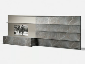 SYSTEM 01 - Sectional glass TV wall system - Cabinet by Reflex