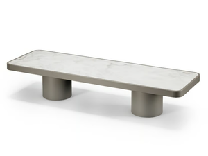 TAU 40 STEEL - Low wood and glass coffee table - Coffee table by Reflex