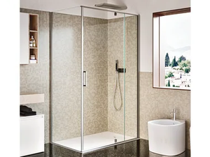 KUBIK PA+F - Corner crystal shower cabin with pivot door - Door by RELAX