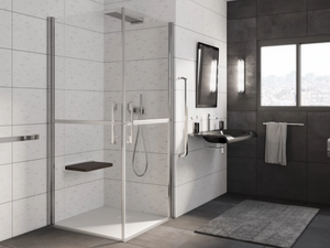 LIGHT D2+D2 - Corner crystal shower cabin with hinged door - Door by RELAX