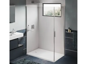 WALL AB+OB - Corner crystal shower cabin with hinged door - Door by RELAX