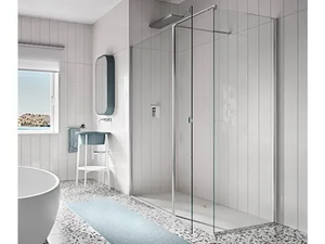 WALL PA+F - Corner crystal shower cabin with hinged door - Door by RELAX