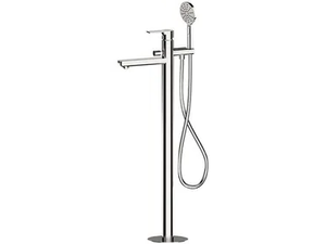 ENERGY - Floor standing chromed brass bathtub mixer with hand shower - Tap by Remer Rubinetterie